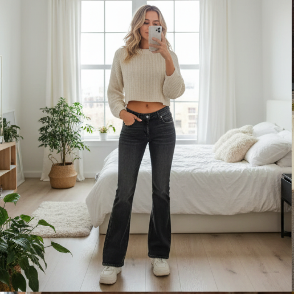 1+1 Free With Our Lace-Up Denim Jeans Only Today 💕