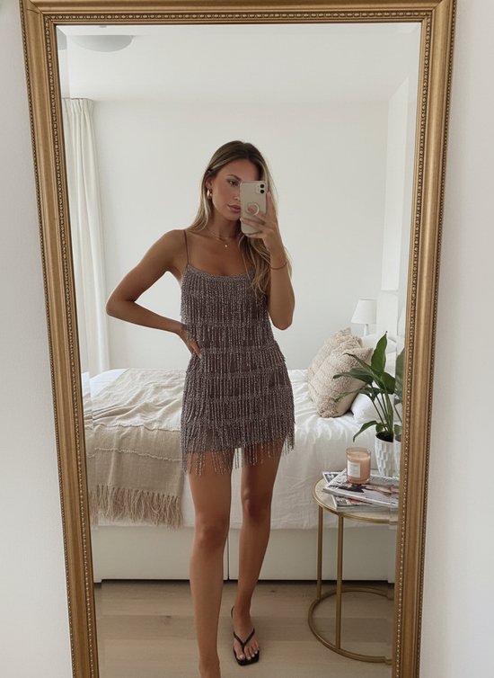 1+1 FREE Rosy Drop Fringed Mini Dress 💕