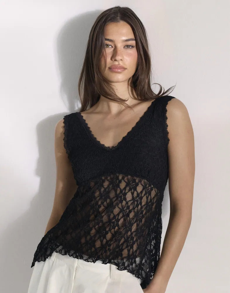 Lace Flounce Top